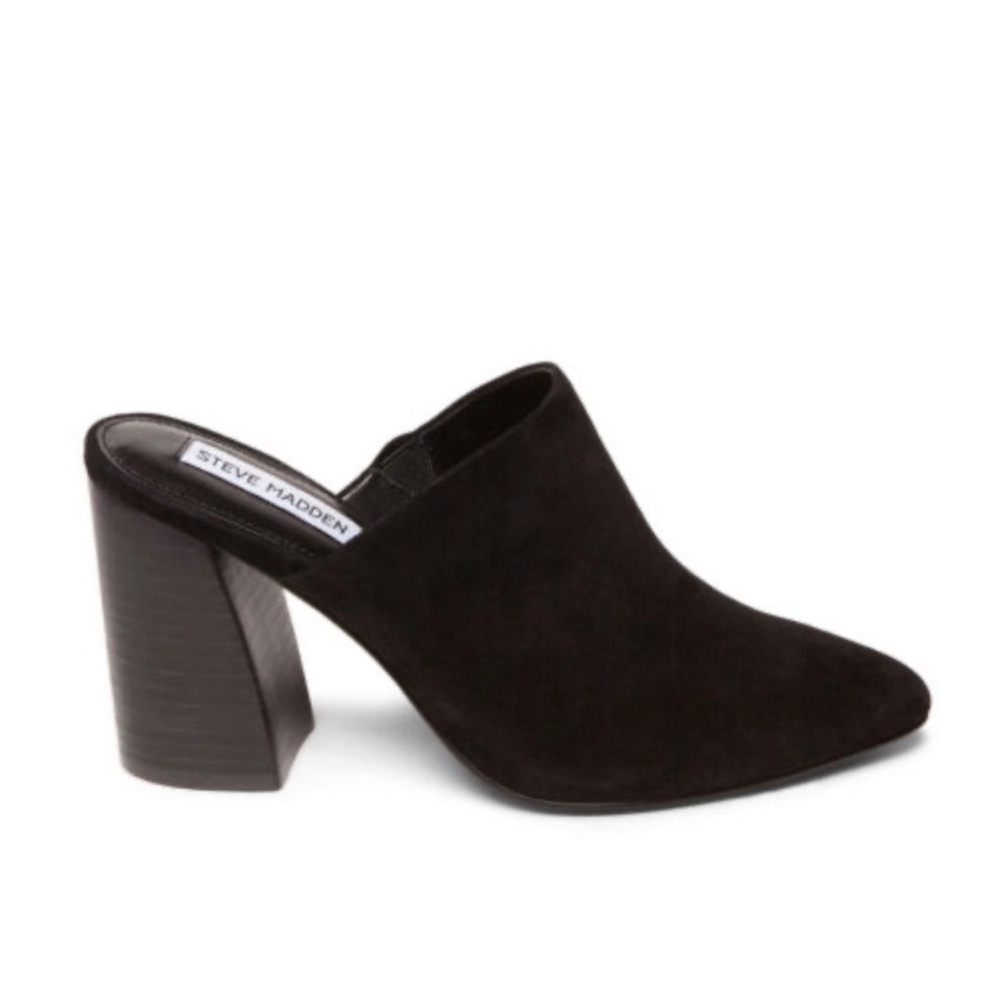Steve Madden black suede mule heels “Nevada” size 7.5